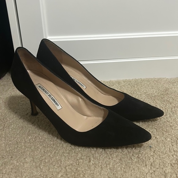Manolo blahnik bb black suede pointed toe pump 7.5 EU 38.5 - Picture 2 of 9
